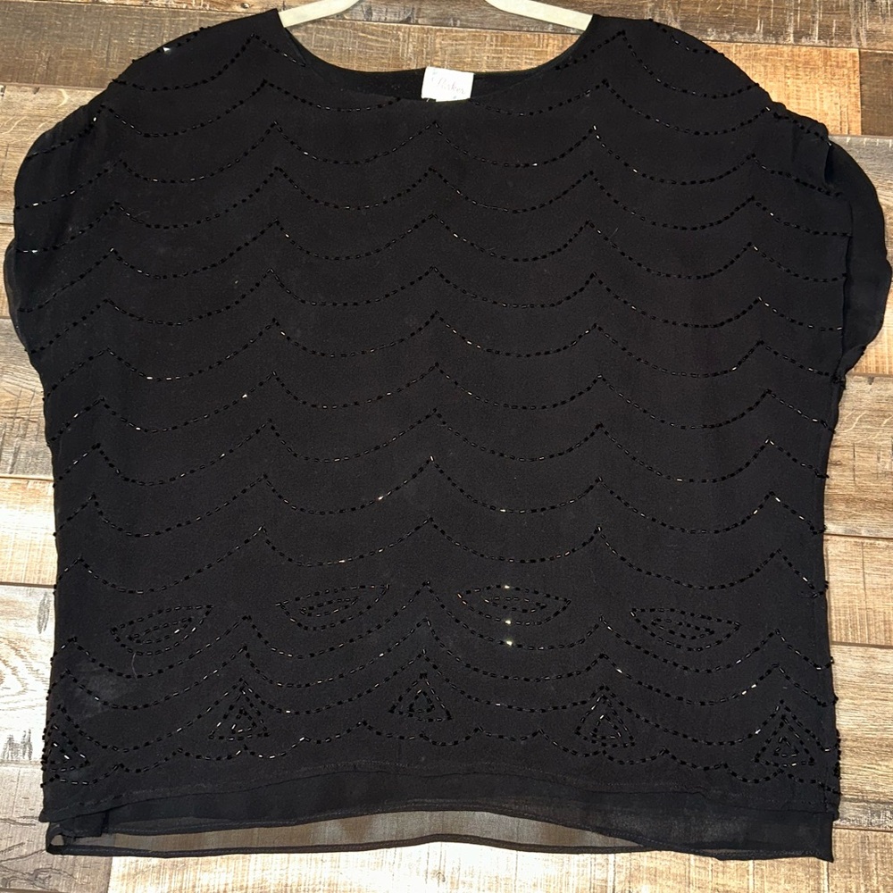 Parker Black Silk Beaded Top - Great Condition - Picture 6 of 8